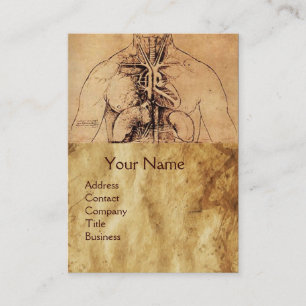 Drawing of Woman’s Torso Antique Brown Parchment Business Card