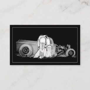 Drawing Old Couple And Street rod Business Card