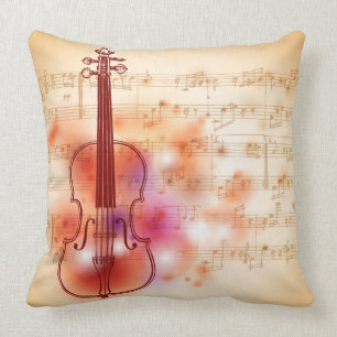 Drawing on watercolor background of violin cushion