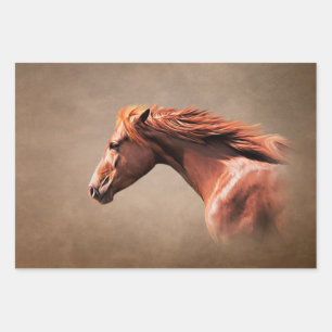 Drawing portrait horse wrapping paper sheet