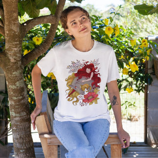 Drawing Pretty Girl And Magical Unicorn  T-Shirt