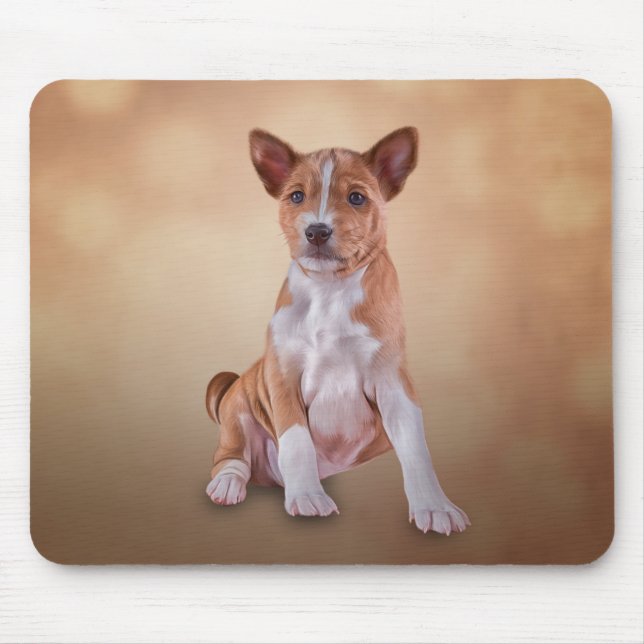 Drawing puppy breed Basenji Mouse Pad (Front)