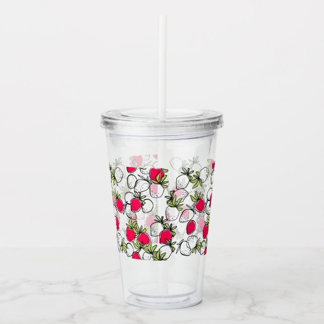 Drawing, strawberry acrylic tumbler (Front)