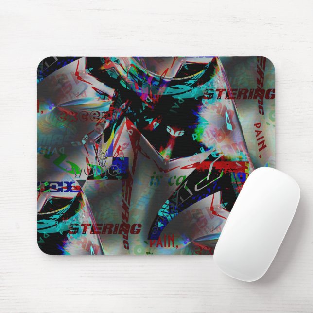 Drawing with cutout of dark banner and word jumble mouse pad (With Mouse)