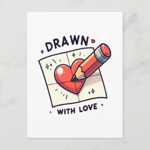 Drawing with love postcard