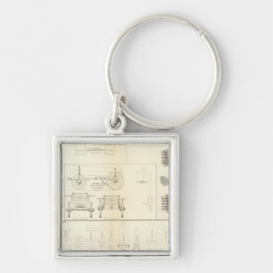 Drawings boats, bridges, wagons, projectiles key ring