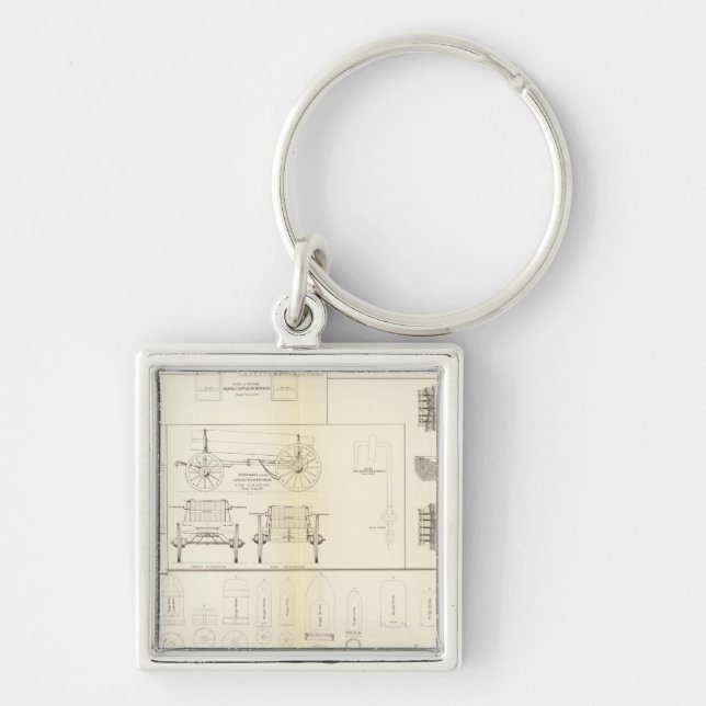 Drawings boats, bridges, wagons, projectiles key ring (Front)