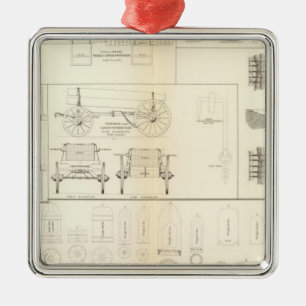 Drawings boats, bridges, wagons, projectiles metal tree decoration