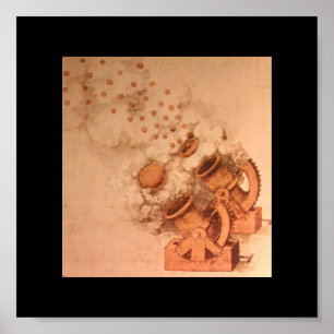 Drawings of Cannons by Leonardo Da Vinci Poster