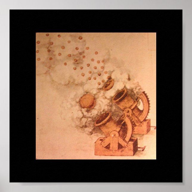 Drawings of Cannons by Leonardo Da Vinci Poster (Front)