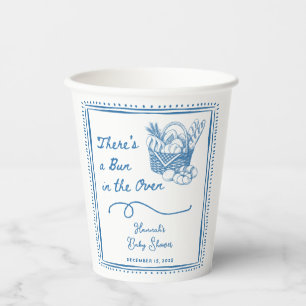 Drawn Blue Bun in the Oven Baby Shower Party Paper Cups