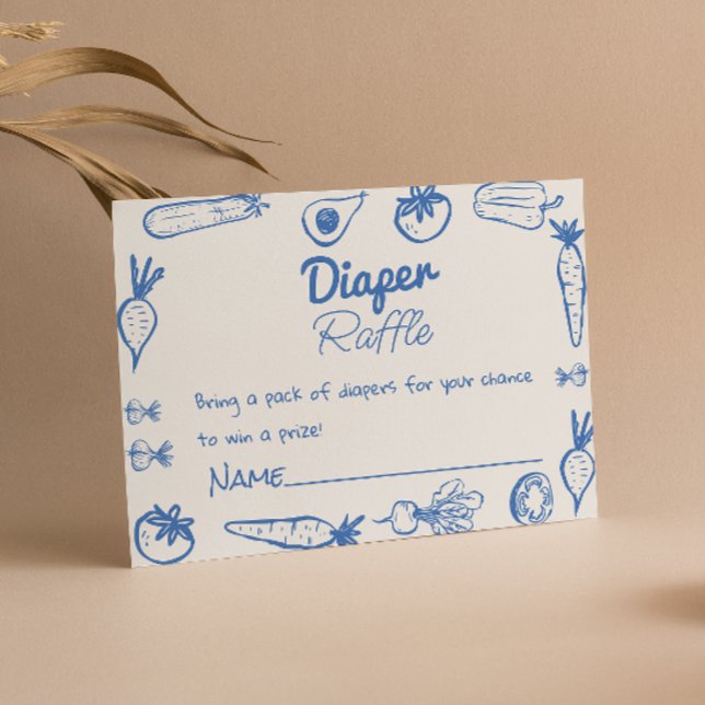 Drawn Blue Locally Grown Baby Boy Diaper Raffle Enclosure Card (Creator Uploaded)
