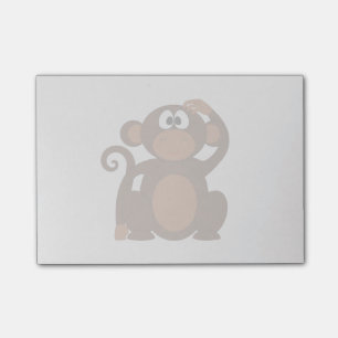 Drawn Brown Cartoon monkey scratching head Post-it Notes