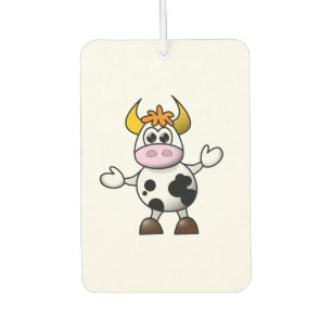Drawn Cartoon Black and White Cow Bull Car Air Freshener