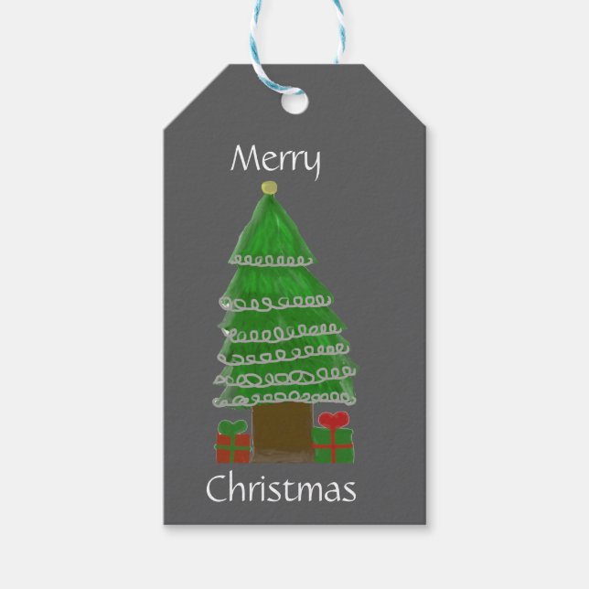 Drawn Christmas Tree Gift Tags (Front)