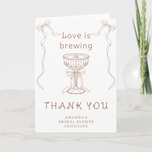 Drawn Espresso Martini Thank you Bridal shower  Card (Front)