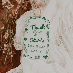 Drawn Green Locally Grown Vegetables Baby Shower Gift Tags