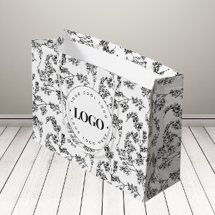 Drawn Herbs Greenery Botanical Add Custom Logo Large Gift Bag