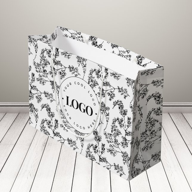 Drawn Herbs Greenery Botanical Add Custom Logo Large Gift Bag (Creator Uploaded)