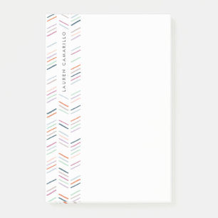 Drawn Herringbone Personalised Post-It - Fuchsia Notes