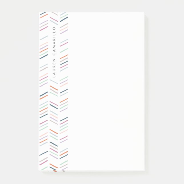 Drawn Herringbone Personalised Post-It - Fuchsia Notes (Front)