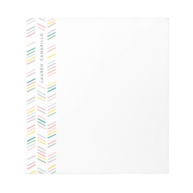 Drawn Herringbone Personalized Notepad - Rose (Front)