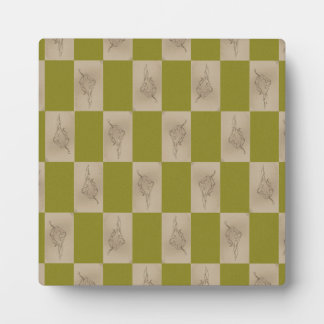 Drawn leaf green squares plaque