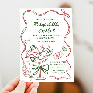 Drawn Merry Little Cocktail Christmas Party Invitation
