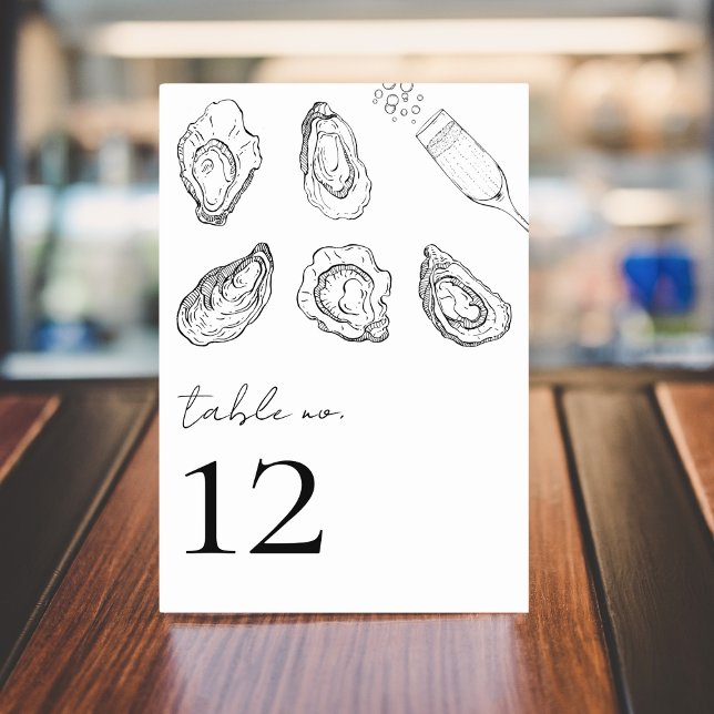 Drawn Oysters Champagne Seafood Table 12 Wedding Table Number (Creator Uploaded)