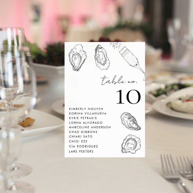 Drawn Oysters Seating Chart Names Wedding Sign Table Number (Creator Uploaded)