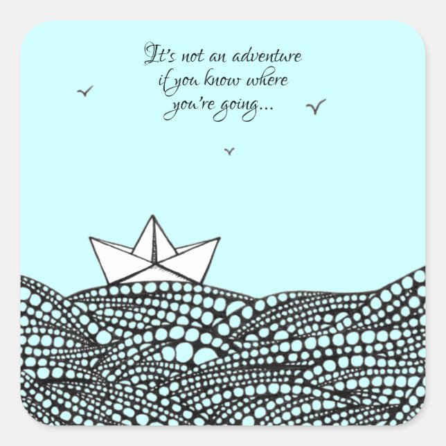 Drawn Paper boat  Square Sticker (Front)