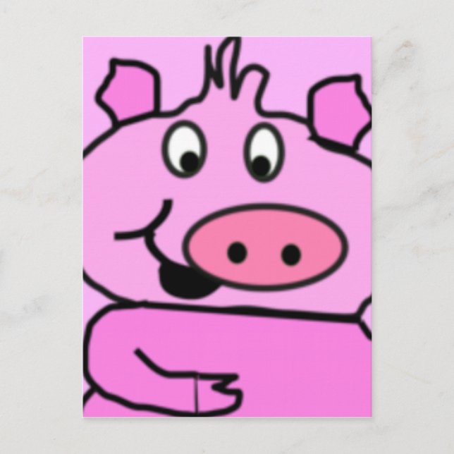 Drawn Pig face Postcard (Front)
