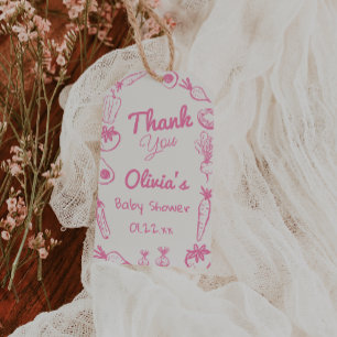 Drawn Pink Locally Grown Girly Baby Girl Shower Gift Tags