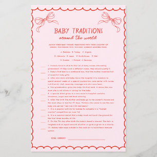 Drawn Pink Red Bow Baby Traditions Christmas Game