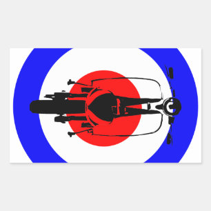 Drawn Scooter on half mod target Rectangle sticker