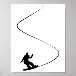 Drawn Simple Snowboard Girl  Poster