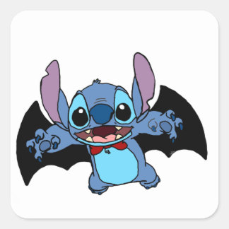 Drawn stitch with wings square sticker