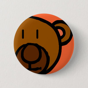 Drawn Teddy Bear Face 6 Cm Round Badge