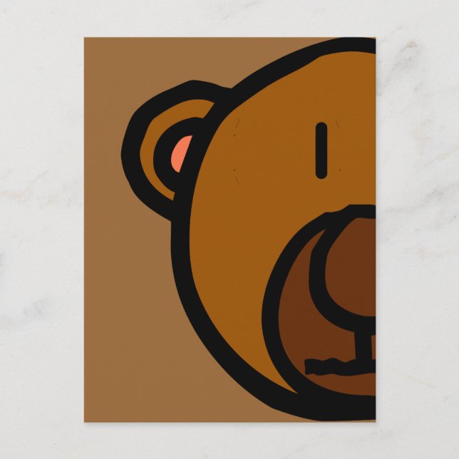 Drawn Teddy Bear Face Postcard (Front)