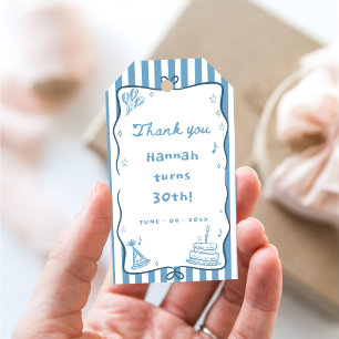 Drawn Thirty, Flirty, & Thriving 30th Birthday Par Gift Tags