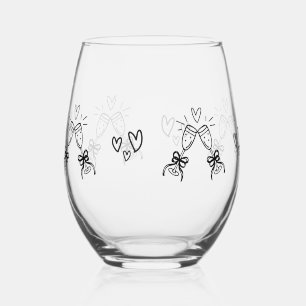 Drawn Together Cheers Wedding Stemless Wine Glass
