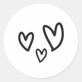 Drawn Together Hearts Wedding Classic Round Sticker