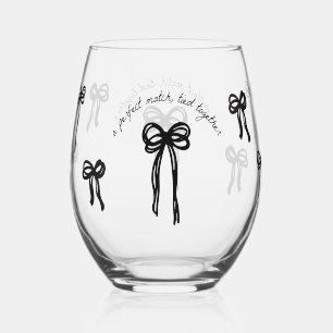 Drawn Together Perfect Match Wedding Stemless Wine Glass
