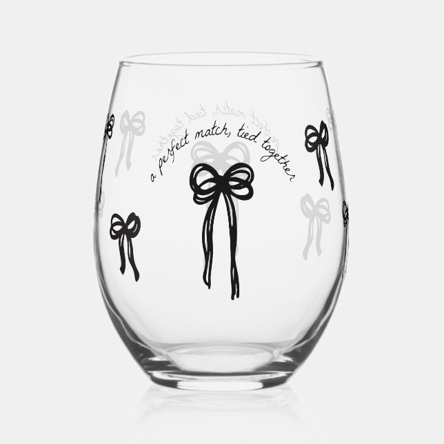 Drawn Together Perfect Match Wedding Stemless Wine Glass (Front)