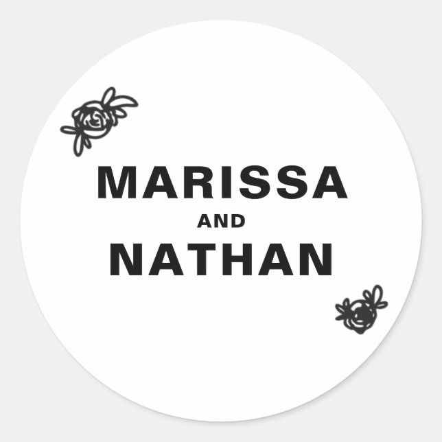 Drawn Together Wedding Classic Round Sticker (Front)