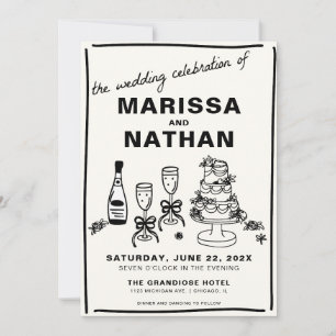 Drawn Together Wedding Invitation