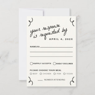 Drawn Together Wedding RSVP Card