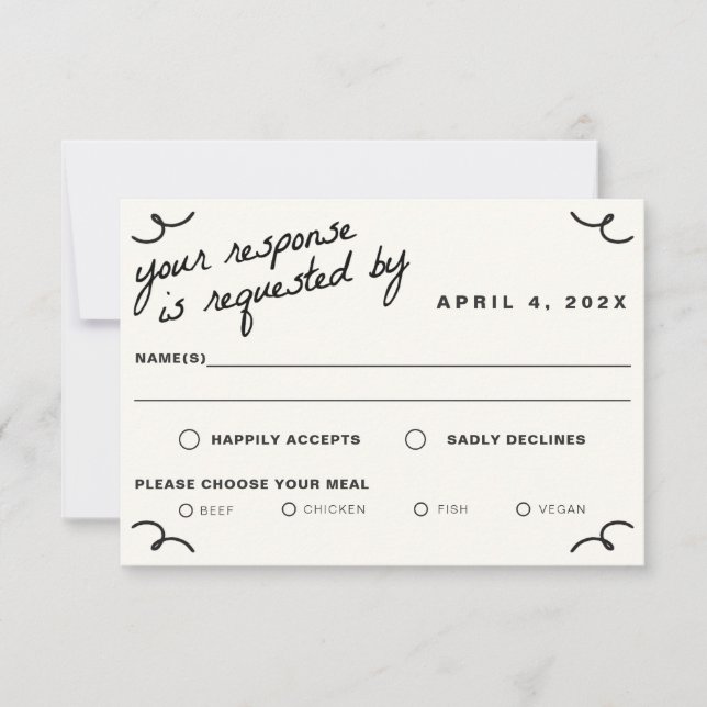  Drawn Together Wedding RSVP Card (Front)