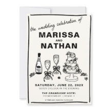 Drawn Together with Photo Wedding Invitation