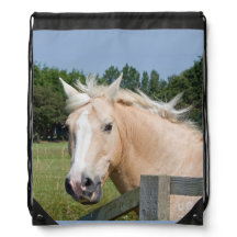 Drawstring Backpack with Palomino Horse, Western